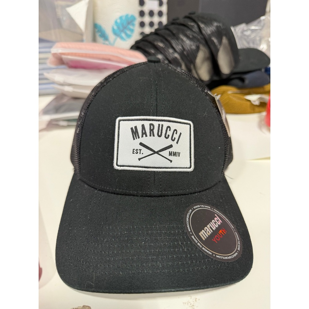 Marucci Trucker Hat Youth OSFM Black New Snapback Mesh Baseball Cap